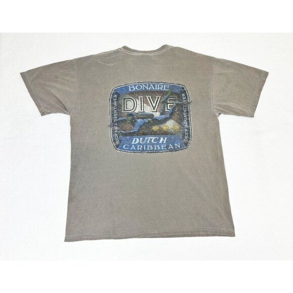 Vintage Bonaire Dutch Caribbean T-Shirt Large Brown Tourist Dive Islands - Picture 3 of 10